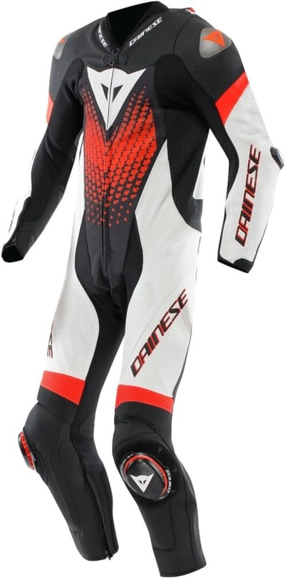 Dainese Laguna Seca 6 Zwart Wit Fluo Rood 1-Delig Motorpak - Racepak