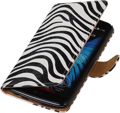 Zebra Bookstyle Wallet Case Hoesje Geschikt voor LG K10 Wit