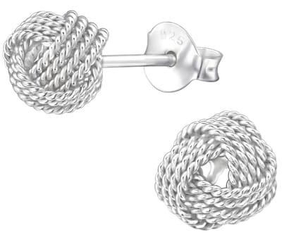 Joy|S - Zilveren knoop oorbellen - 7 mm - mesh - classic tennis knoop oorknoppen