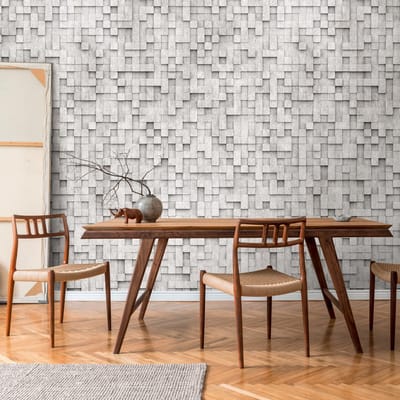 Fotobehang Profhome 398431-GU vliesbehang hardvinyl warmdruk in reliëf glad met mozaïekpatroon mat grijs stofgrijs 1,59 m x 2,8 m