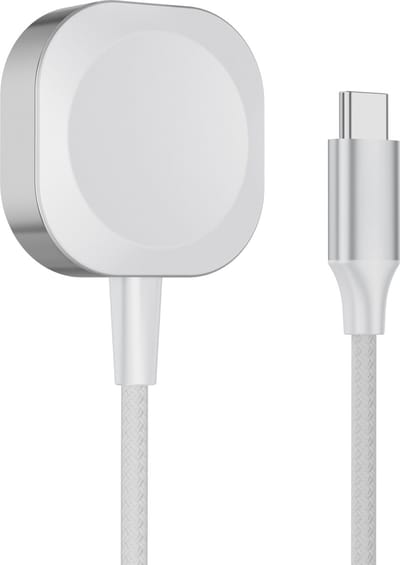 Oplaadkabel geschikt voor Apple Watch - Oplader voor Watch Series 11/10/9/8/7/6 Ultra 3/2/1 - 1 Meter - Nylon Gevlochten - Stevig - Usb C - Wit