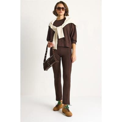 Aansluitende Lange Mouwen Crew Neck Twee Delige Set