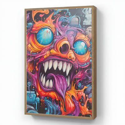 Wandlamp 60x90 cm - Oplaadbaar - Monster - Graffiti - Kleuren - Oranje - Wandlampen binnen woonkamer - Slaapkamer lamp - Decoratieve nachtlamp - Vloerlamp draadloos