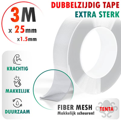 Dubbelzijdig Tape Extra Sterk 3m x 25mm x 1.5mm - TENTA Mesh Power