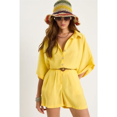 Hoge Taille Gebuttonde Twee-Delige Co-ord Set