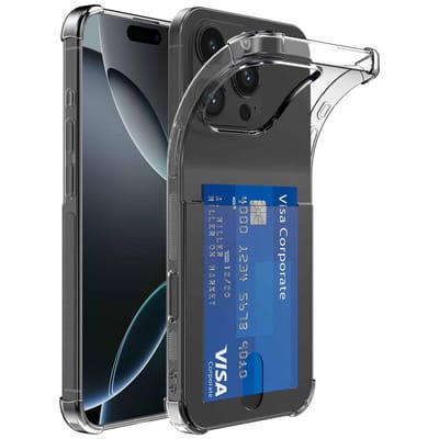 Geschikt voor iphone 16 Pro Telefoonhoesje met Pasjeshouder Shockproof - Cardslot Back Cover Case Anti-Shock - Telefoonhoesje met Kaarthouder Transparant Doorzichtig - ProtX