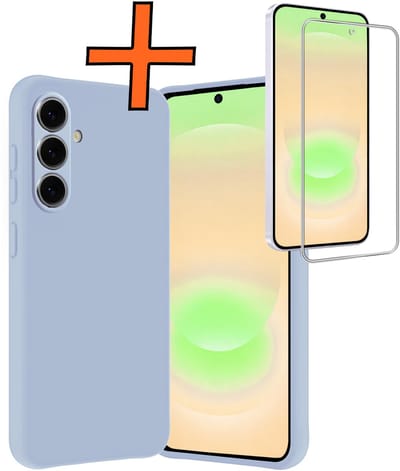 Hoes - Met Screenprotector - Geschikt voor Samsung Galaxy A37 - Sterk & Shockproof - Back Cover - Siliconen Case - Telefoon Hoes - Lichtblauw
