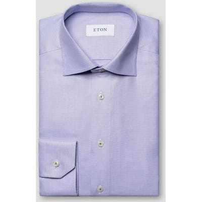 Eton Overhemd Semi-Solid Faux-Uni Organic Cotton Signature Twill Licht Paars / male