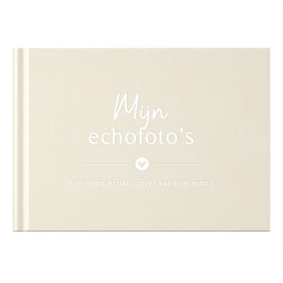Fyllbooks - Mijn Echo Boekje - Fotoboekje, Echo Bewaarmap - Invulboek voor Echofoto's - Linnen Beige