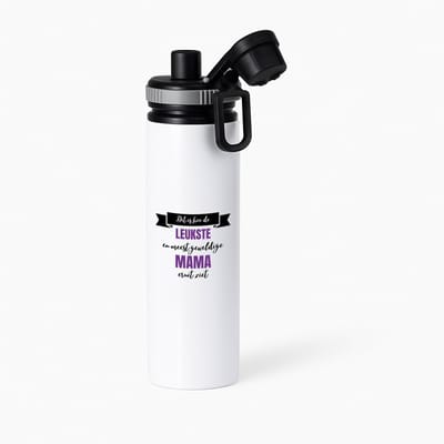 Hacebo® - leukste mama eruit ziet waterfles met draaidop grijs - Moeder - geweldige mama - moederdag cadeautjes - verjaardagscadeau - kado - water fles - 850ML