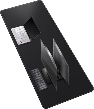 SnelShoppen - Extra Grote PU Leer Bureau Mat 180x70 cm, Dubbelzijdig Waterdicht, Desk Pad voor Kantoor, Thuis, Gaming, Organisatie, Accessoires in Zwa