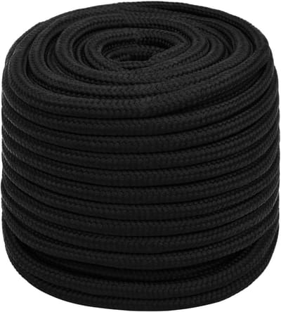 Duurzaam Polyester Werktouw 18 mm 25 Meter Zwart Gevlochten Koord