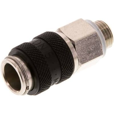 Vernikkeld Messing DN 5 Zwart Luchtkoppeling Snelkoppeling G 1/8 inch Buitendraad Double Shut-Off - CLS5-M-BN-BLA-SV-018