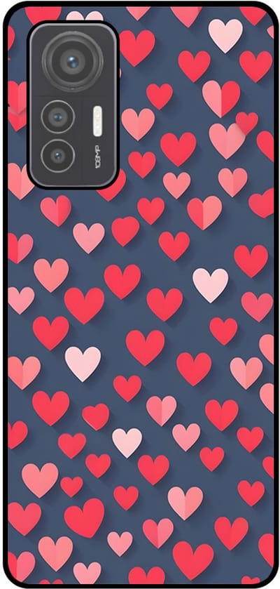 Smartphonica Telefoonhoesje Geschikt voor Xiaomi 12 Lite met Roze en Rode Hartjes Opdruk - TPU Backcover Case With Rosé and Red Heart Design geschikt voor Xiaomi 12 Lite