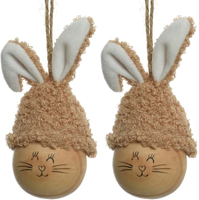 Decoris Paasei - 2x - 12 cm - bruin - kunststof - paashaas - paasversiering - pasen - paasdecoratie
