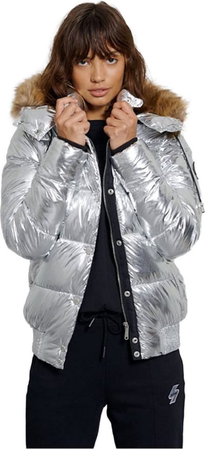 Superdry Metallic Toya Bomber Jas Zilver 2XS Vrouw