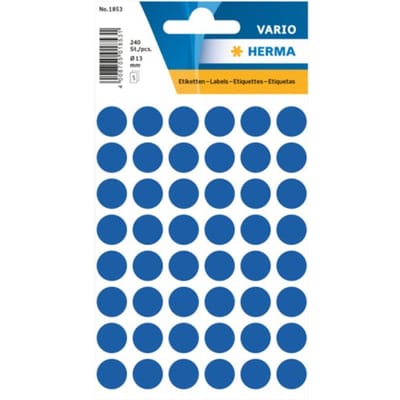Huismerk Herma 1853 Etiket Rond 12mm Donkerblauw - Pakje met 5 velletjes stickers