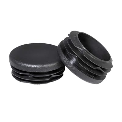 Pootdop insteek zwart rond - vlakke onderkant | 20mm (4 stuks)