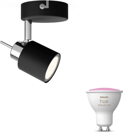 Philips Hue Meranti Opbouwspot (Zwart) - Wit en Gekleurd Licht - Wandspot of Plafondspot met 1 Lichtpunt - GU10 - Hue White and Color Ambiance