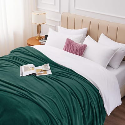 Dailygoody - Deken van flanel fleece - Warm en zacht - Donkergroen - Microvezel - Perfect voor binnen en buiten - 150 x 200 cm
