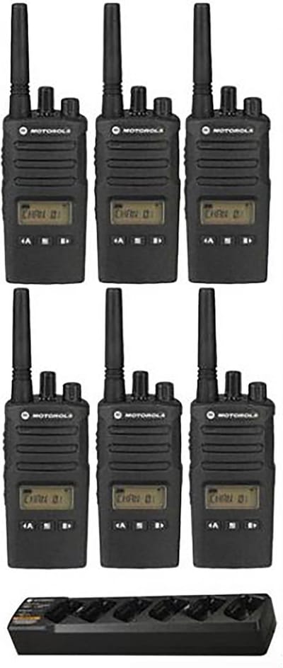 Set van 6 Motorola XT460 IP55 PMR446 Portofoon met multilader
