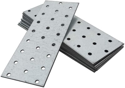 Verbindingsplaten Staal - Houtverbinders Reparatieconnector - Houtconstructies Versterken - Geperforeerd Verspringend Gatenpatroon - 140x60x2mm - Zilver Gegalvaniseerd