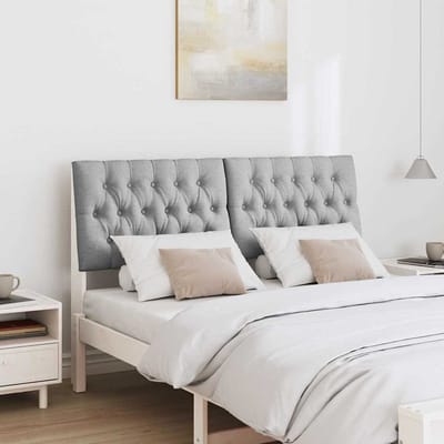 vidaXL - Gestoffeerd - hoofdbord - Lichtgrijs - 160 - cm - Massief - grenenhout
