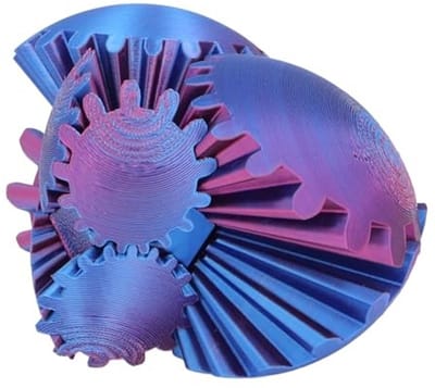 Allecto - DIY Gear Ball - Stressverlichting - Compact en lichtgewicht - Rood/blauw - Bureauspeelgoed - Geschikt voor thuis en onderweg - 3D-geprin