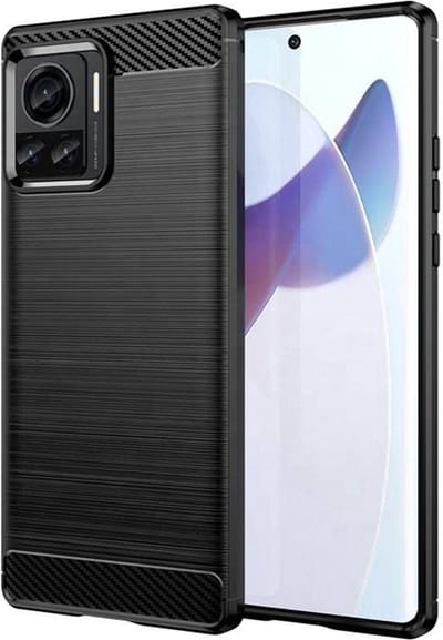 Hoesje geschikt voor Motorola Edge 30 Ultra - Techsuit Carbon Silicone Back Cover - Zwart