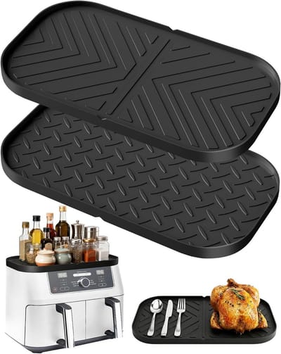 Siliconen Mat voor Het Bakken in de Heteluchtfriteuse - Warmtebestendige Ondergrond en Opslagmat voor Airfryer, Geschikt voor Diverse Modellen, 42 x 23 cm