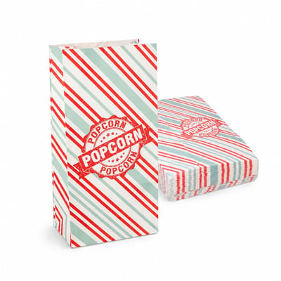 Popcornzakken 1,3 Liter – 100 Stuks – Vetdicht Papier – 21 x 10,5 x 6 cm – Bedrukte Popcornzakjes voor Filmavond, Feest en Bioscoop