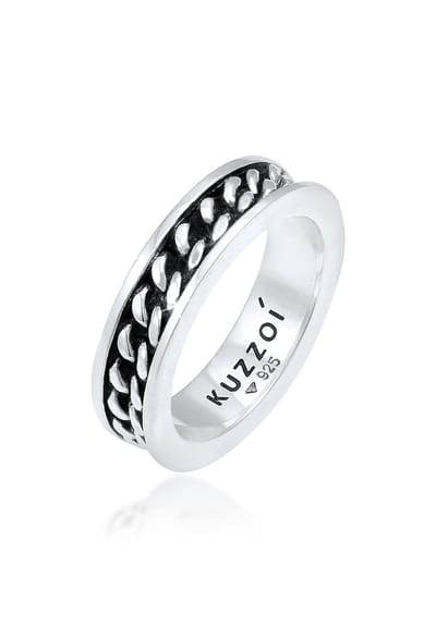 KUZZOI - Ring - Heren Bandring Panzer Design Trend gemaakt van 925 Sterling Zilver - Heren