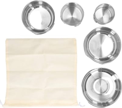 Pannenset Kamperen - Kookgerei Set - Buiten Koken - Roestvrij Staal - 5-delig - Zilver