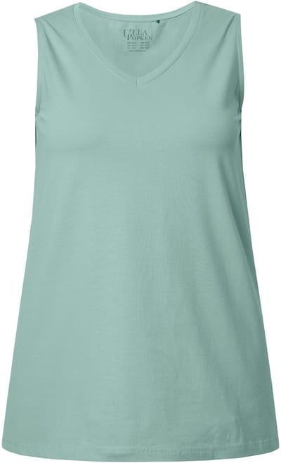 Ulla Popken - Dames - Top A-lijn V-hals mouwloos - Licht mosgroen - Maat 42+