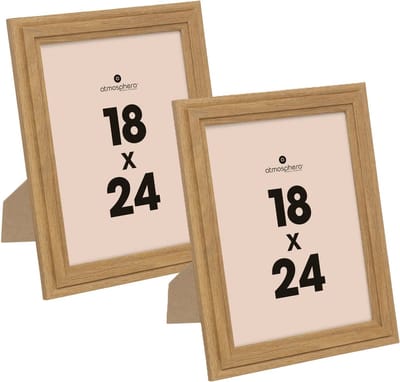 Atmosphera Fotolijstje voor een foto van 18 x 24 cm - 2x - naturel - foto frame Classico - Hout - staand en hangend