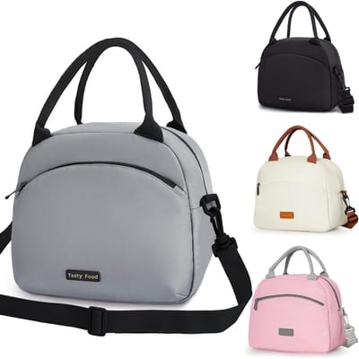 Dailygoods- Lunchtas met riem - Herbruikbare geïsoleerde Koeltas - Waterdichte Koeltas - Dubbele vakken - Groot zakformaat 26x21x14 cm - Koeltasje