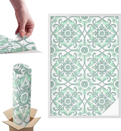 Tulup Raamfolie Anti inkijk - Groene symmetrie Anti inkijk Raamfolie - 100x146 cm - Groente Raamfolie Tegen inkijk - Zelfklevende Anti inkijk Folie Glas in Lood - Voor de badkamer, keuken en hal. - Zonwerende Raamfolie Glas in Lood