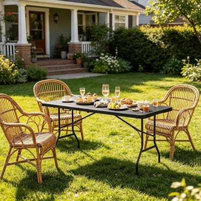 Opvouwbare eettafel - Balkontafel tuintafel - Buiten eten - Weerbestendig HDPE - 180 x 74 cm - Zwart