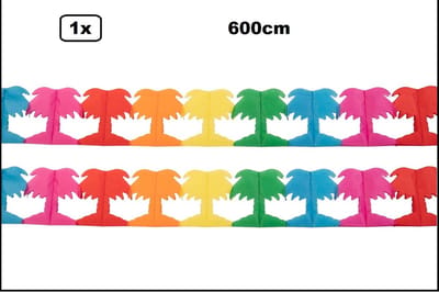 2x Slinger palmboom multicolor 600cm - Carnaval tropical thema feest festival hawai palm party