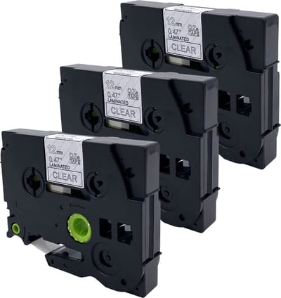 DULA Brother Compatible label tape- Tze-135 - 3 cassettes - Brother P-Touch - Wit op transparant - 12mm x 8m