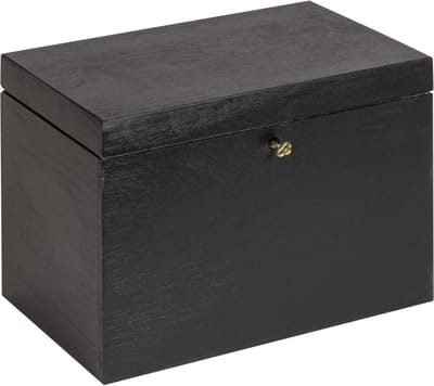 HAUDT® Kistje met slot BAS Zwart - 29 x 20 x 21 cm - houten kist met slot - incl. koperen sleutel - zwarte opbergkist