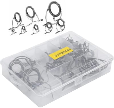 Dailygoods- Vissengids Set van 75 Stuks - Bar Tip Reparatieset - Keramische Ringen - Hoogwaardig Staal - Geschikt voor Zeevisserij - Lichtgewicht 314g - Vissengidsen