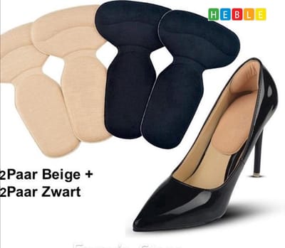 *** 4 paar zelfklevende Siliconen Hielbeschermers – Paar Beige en Zwart ***