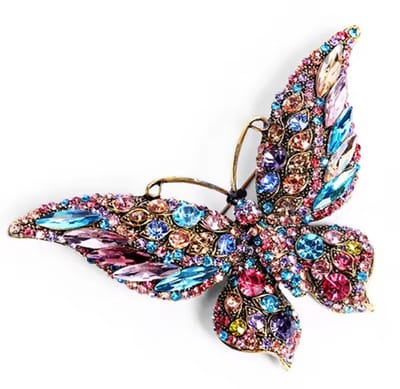 Actie4you® - Vlinder Broche Multi - Zirkonia Stenen – Broche - Roestvrijstaal - Dames Sieraden – 9x5.5CM