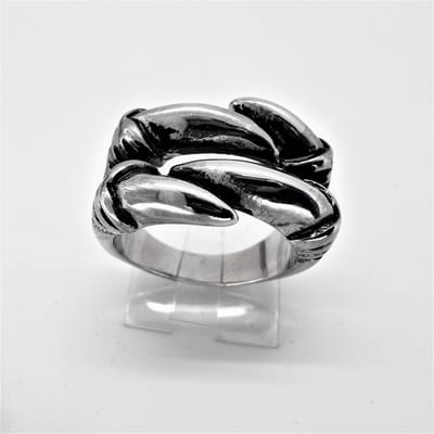 Ring - adelaar klauwen - RVS - Stoer - bewerkt 4 puntig klauwen - maat 19. Deze ring is ook zeer geschikt als duimring.