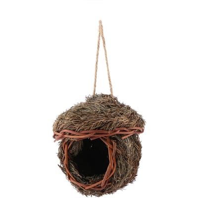 Cage Nid d'Oiseau Tissé à la Main pour Perroquet Hamster Petits Animaux Cage Animale Décoration Suspendue pour la Maison brown