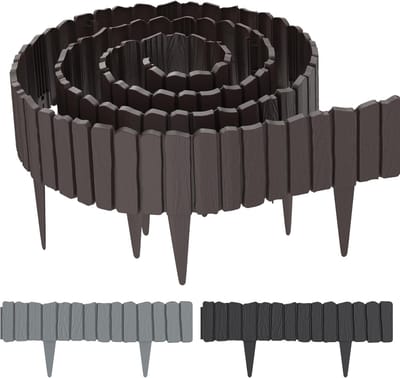 Tuinrand Kunststof - Gazonrand Perkrand - Tuin Afbakening - Houtnerf Imiterend - 4 Stuks 23m - Bruin