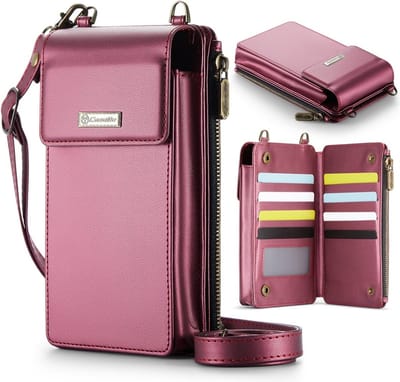 CaseMe Me50 Crossbody Telefoontasje met Kaarthouder en Koord - Universele Smartphone Case - Roze