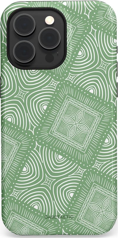 Casetastic Hoesje Geschikt voor Apple iPhone 15 Pro Max Magsafe - Stijlvolle Beschermende Duo-layer Case - Groene Mandala