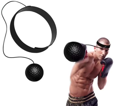 CHPN - Hoofdband met reflexbal - Reflex bal - Bokstraining - BoksOefening - Krachttraining - Hand Oog Cordinatie - Training Set - Zwarte bal aan touw met hoofdband